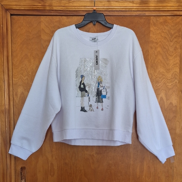Dkny Tops - DKNY Women's White Graphic Sweatshirt, size XL